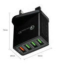 4 USB Travel Charger QC3.0 Quick Charging Charger UK Plug Adapter (Black) A