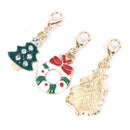 19Pcs Enamel Christmas Mix Style Keychains Lobster Buckle Charms DIY Jewel 3C