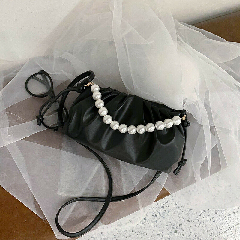 Women Irregular Handbag Alligator PU Chain Crossbody Underarm Bags (Black) A