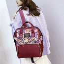 Mummy Maternity Backpacks Plant Print Baby Diaper Shoulder Bags (Purple) A
