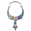 Boho Collar Necklace Women Big Colorful Elephant Carving Pendant Jewelry