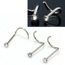 10 Pcs Stainless Clear Crystal Twist Nose Ring Stud Bar Piercing Good Quality