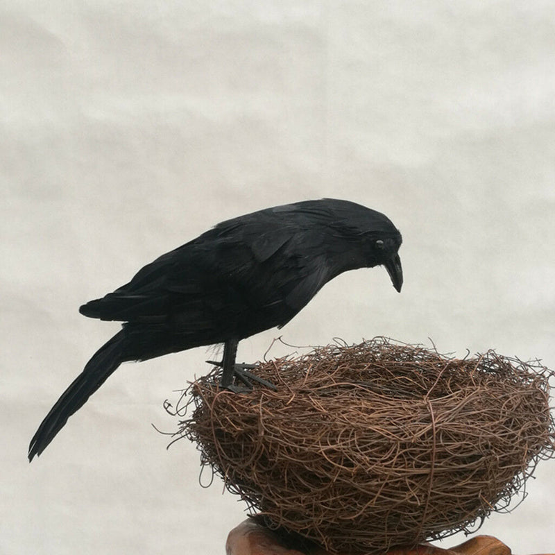 2PCS Artificial Realistic Raven Magpie Birds Garden Tree Decor Photo Props