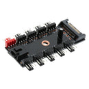 10Way SATA PC PWM Cooling Fan Speed Controller 4/3-pin Power Socket Splitter