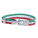 Jewelry bracelet, Italian flag bangle, leather alloy, for men's women, greenD4G4