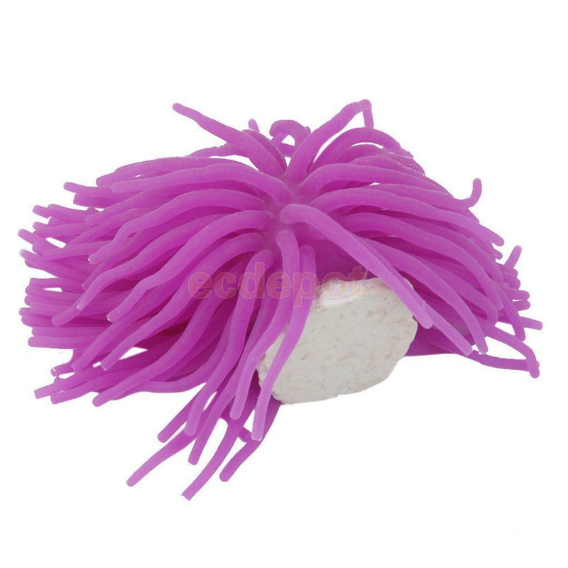 Purple Blue Tips Silicone Coral for Aquarium Fish Tank Ornament Decoration New