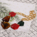 National Style Necklace Geometric Acrylic Ring Buckle Stitching Alloy Neckl