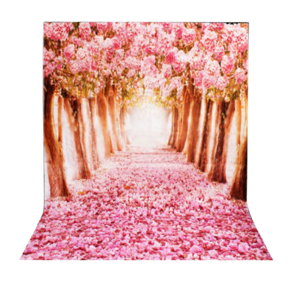 1.5m*1m Sakura Flower Road Photography Backdrop Cloth Wedding Background DIY