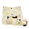 2pcs/set Women Canvas Cat Print Shoulder Crossbody Handbags Pen Bag (Beige)