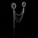 Men's Luxury Fashion Royal Black Tassels Gem Brooch Pin Lapel Party Corsage