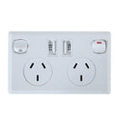 Double USB Power Point 10A Home AU Plug Socket Switch Wall Outlet Power Supply