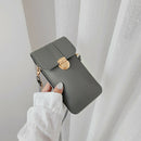 Women Touch Screen Phone Pouch PU Splicing PVC Crossbody Bag (Dark Grey)