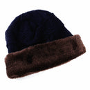 BLUE Men Elastic Plush Knitted Hat Cap Outdoor Winter Warm Headwear Beanie Neu