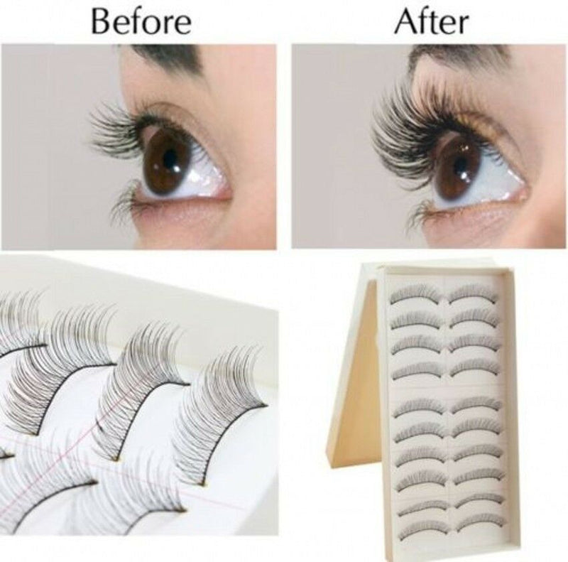 10Pair Natural Women Lady Long Eye Lashes Beauty Makeup Handmade False Eyelashes