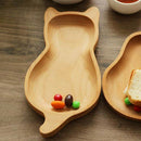 Wood Plate Dinner Plate Dessert Plate Set Salad Bowl Dishware 11.5x23cm Cat