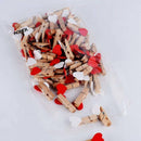 100 PCS Mini Wooden Clasps Heart (White + Red) Clamps Wooden Decoration Sma