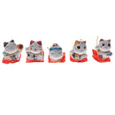 5PCS Smiling Ceramic Waving Paw Beckoning Fortune Cat Car Home Decor Gift