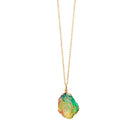 Natural Rainbow Stone Necklace Fluorite Crystal Pendant Women Jewelry