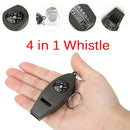 Mini Outdoor 4 In1 Survival Whistle Compass Magnifying Thermometer Keych JR