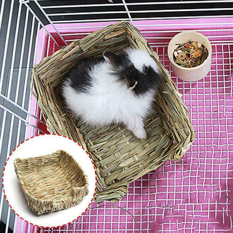 Grass Woven Guinea Pig Rabbit Hamster Bed Mat Straw Nest Pad Pet Bump Cage I9T1