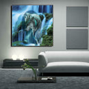 Waterfall Wolf 5D Diamond DIY Painting Kit Home Decor Craft 35 X 35cm