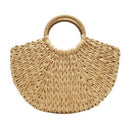 Handmade Beach Bag Round Straw Totes Bag Large Bucket Summer Bags Women Nat