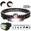 2 Modes Rechargeable USB Headlamp COB LED Headlight Head Light Torch Flashlight