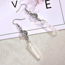 Boho Clear Quartz Moon Earrings Natural Stones Celestial Women Jewelry
