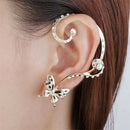 1Pair Lady Butterfly Ear Cuff Punk Clip Crystal Rhinestone Earring Partydecor JR