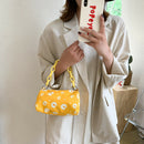 Daisy Flower Handbag Beach Women Canvas Chain Shoulder Bucket Bag (Yellow)