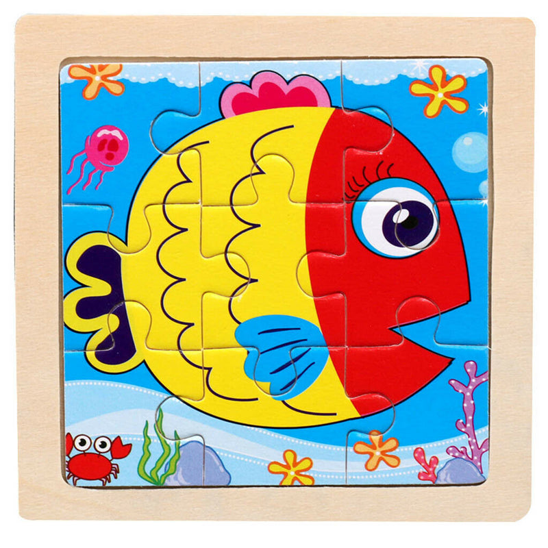 2x Wooden Animal Puzzle Baby Toldder Preschool Kids Early Education Toys