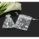 50x Nice Organza Wedding Party Candy Chocolate Gift White Hearts Pouch Xmas Bags