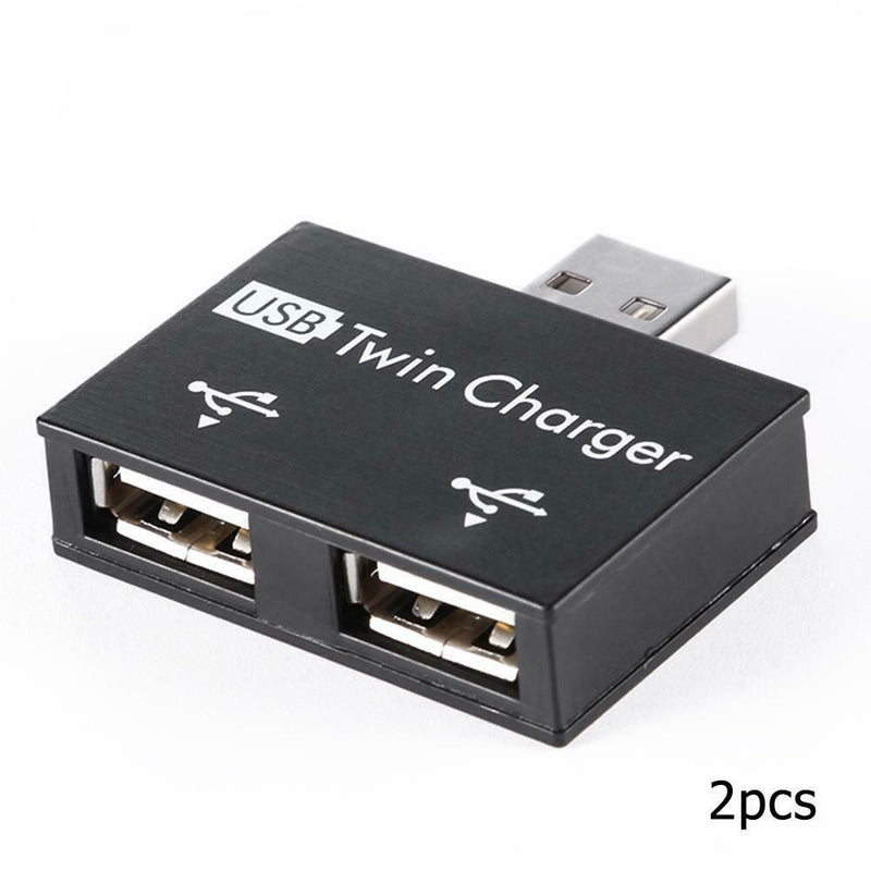 2pcs USB2.0 Male to Female Charger Dual 2 Port USB Splitter Hub Adapter