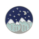 Creative Snow Nightscape Pin Brooch Round Badges Jacket Jewelry (Style 1) A