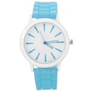 Ladies Watch Classic Gel Silicone Jelly watch (Light Blue + White Face)