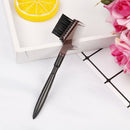 Women double-sides brow comb eyebrow brush wood holder make-up tool black OZ