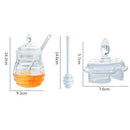 Clear Honey Jar with Dipper and Lid Glass Beehive Honey Pot for Home Kitchen