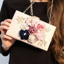 Women Clutch Bag Floral Party Purse Wedding Evening Handbags, White