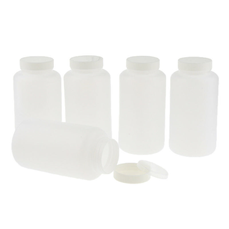 1000ml 5pcs Plastic Reagent Bottle Blue Screw Cap Sample Vials with Lid