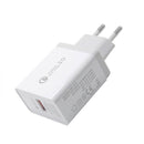 EU Plug QC3.0 USB Charger Square Wall Phone Tablet Charging Adapter (White) A