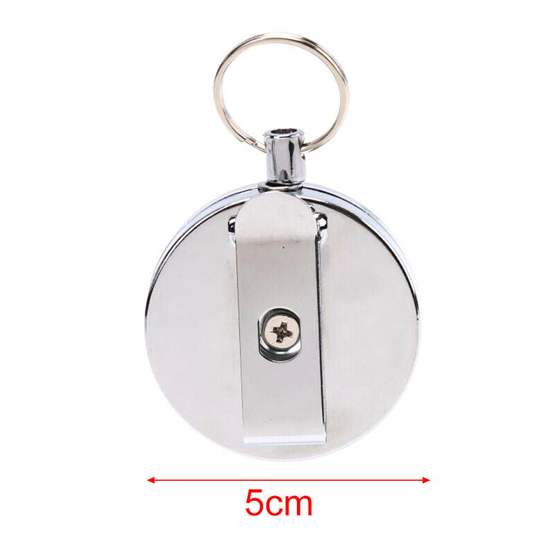 110CM Retractable Key Chain Reel Steel Cord Recoil Belt Key Ring Badge Holde Gn