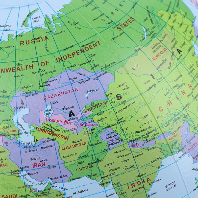 38cm Inflatable Globe World Earth Ocean Map Ball Geography Learning Beach B F Hn