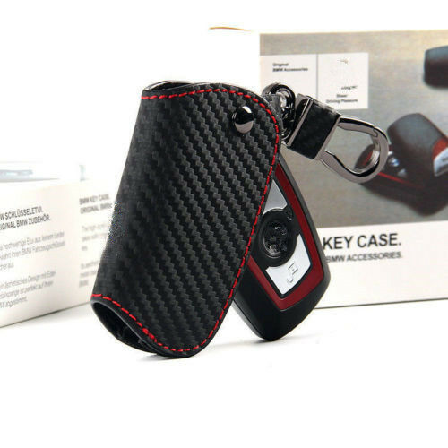 Real Leather Carbon Fibre Style Key Cover Case For BMW 1 2 3 4 5 6 7 Series