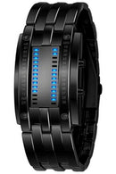 Men's Alloy Date Digital LED Bracelet Wrist Watch(Blue LED/Black Bracelet)
