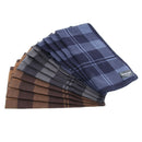 12/pack Soft Men's Plaid Pocket Handkerchief 100% Cotton Hanky 40x40cm