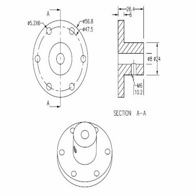 DIY Accessory 6mm Motor Shaft Coupler Rigid Flange Coupling 2.24 x 2.24 x 0.98
