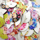 Wholesale 100Pcs Mixed Fan Shape Wood Buttons Embellishments Craft Sewing