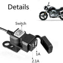 1X Waterproof Dual USB 12V Motorcycle Charger Socket Mounts Switch & S9Z7 W U1U7
