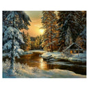 Diamond Painting Cross Stitch Winter Sunset Landscape Round Rhinestone Pict