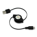 Black Micro Android USB 2.0 B Retractable Data Sync Charger Cable Cord  Phone
